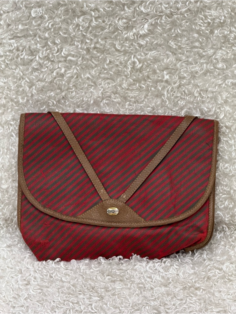Vintage Gucci Clutch Bag with Fold Over Front and Leather Detailed